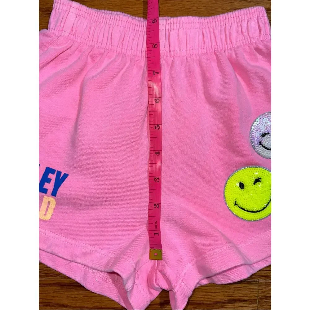 Zara Kids x Smiley World Neon Pink Sequin Smiley Face Cotton Shorts Size 6